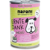 Produktbild von napani Bio Hund Menü Ernte Dank Vegan Ohne tierisches Protein 400 g