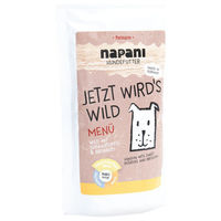 Produktbild von napani Bio Hundefutter Nassfutter Wild und Rind Stückchen in Sauce getreidefrei glutenfrei 150 g