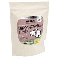 Produktbild von napani Hirschgeweihpulver Mineralfutter für Hunde und Katzen zur Unterstützung von Gelenken, Haut, Fell und Immunsystem 350 g