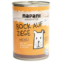 Produktbild von napani Hundefutter Nassfutter Menü Ziege Stückchen in Sauce Adult Getreidefrei Glutenfrei 400 g