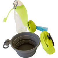 Produktbild von NATIV Hunde Reise-Set aus Silikon mit Reisenapf in Grün Bunt 800g