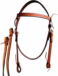 Produktbild von Natowa Kopfstück und Zügel aus Leder in Gelb und Braun