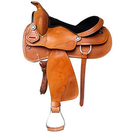 Natowa Westernsattel Nr. 141 aus Leder in Braun mit Doppelvolant und Basket-Dekoration 15 Zoll – Bild 1 von 1