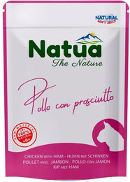 Produktbild von NATUA Katzen Nassfutter Huhn und Schinken mit hohem Fleischanteil Stückchen in Gelee für adulte Katzen 70 g