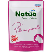 Produktbild von NATUA Katzen Nassfutter Huhn und Schinken mit hohem Fleischanteil Stückchen in Gelee für adulte Katzen 70 g