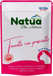 Produktbild von NATUA Nassfutter für Kätzchen mit Thunfisch und Schinken in Gelee 70 g