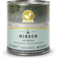 Produktbild von Natural Hundefutter Hirsch mit Kürbis und Leinöl Stückchen in Sauce 6 x 800 g - 6 x 800 g