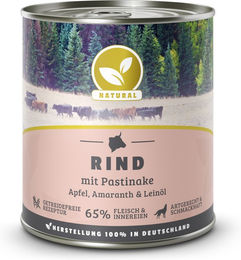 Natural Hundefutter Rind mit Pastinake und Leinöl für Haut und Fell 6 x 800 g - 6 x 800 g – Bild 1 von 2