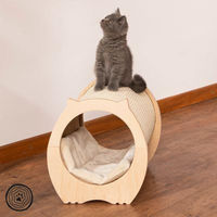 Produktbild von Natural Paradise Kratzmöbel Peony Tunnelförmige Katzenhöhle aus Holz in Beige L 41 x B 30,5 x H 32,5 cm
