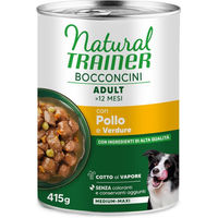 Produktbild von Natural Trainer Bocconcini Adult Medium & Maxi Chunks Hundefutter Huhn Monoprotein Sensitive 2 x 415 g