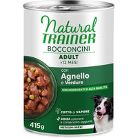 Produktbild von Natural Trainer Bocconcini Adult Medium & Maxi Chunks Hundefutter Lamm Stückchen in Sauce 2 x 415 g Monoprotein Sensitive
