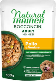 Produktbild von Natural Trainer Bocconcini Adult Small & Toy Hundehäppchen Huhn in Sauce 12 x 100 g