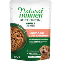 Produktbild von Natural Trainer Bocconcini Adult Small & Toy Hundehäppchen Lachs in Sauce 6 x 100 g