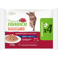 Produktbild von Natural Trainer Hundefutter Adult Lachs Stückchen in Sauce 60 x 85 g ohne Farb- und Aromastoffe - 4 x 85 g