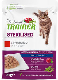 Produktbild von Natural Trainer Hundefutter Adult Sterilised Rind Stückchen in Sauce 24 x 85 g - 24 x 85 g