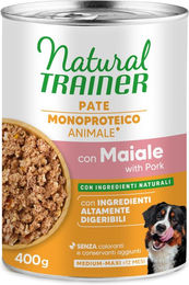 Produktbild von Natural Trainer Hundepaté Monoprotein Schwein mit Vollkorngetreide Adult Medium & Maxi 12 x 400 g - 400 g