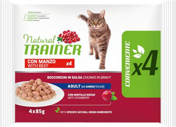 Produktbild von Natural Trainer Hundetraining Adult Stückchen in Sauce Rind 60 x 85 g - 4 x 85 g