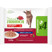 Produktbild von Natural Trainer Hundetraining Adult Stückchen in Sauce Rind 60 x 85 g - 4 x 85 g