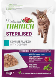 Produktbild von Natural Trainer Katzenfutter Adult Sterilised Kabeljau Stückchen in Sauce 24 x 85 g - 24 x 85 g