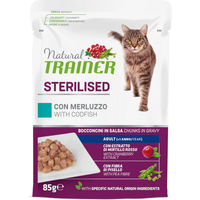 Produktbild von Natural Trainer Katzenfutter Adult Sterilised Kabeljau Stückchen in Sauce 24 x 85 g - 24 x 85 g