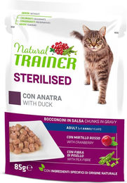 Produktbild von Natural Trainer Katzenfutter Adult Sterilised Lachs Stückchen in Sauce 24 x 85 g - 24 x 85 g