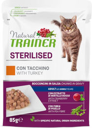 Produktbild von Natural Trainer Katzenfutter Adult Sterilised Truthahn Stückchen in Sauce 12 x 85 g - 12 x 85 g
