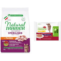 Produktbild von Natural Trainer Katzenfutter Adult Sterilisiert Truthahn und Huhn 3 kg plus 4 x 85 g Nassfutter