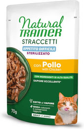 Produktbild von Natural Trainer Katzenfutter Straccetti mit Huhn für kastrierte Katzen Adult 28 x 70 g glutenfrei