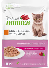 Produktbild von Natural Trainer Kitten Katzenfutter Truthahn Stückchen in Sauce 24 x 85 g - 24 x 85 g