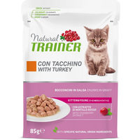 Produktbild von Natural Trainer Kitten Katzenfutter Truthahn Stückchen in Sauce 24 x 85 g - 24 x 85 g