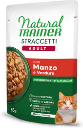 Produktbild von Natural Trainer Straccetti Adult Hundefutter Rind Stückchen in Sauce 44 x 85 g ohne Farb- und Aromastoffe
