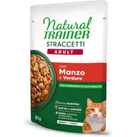 Produktbild von Natural Trainer Straccetti Adult Hundefutter Rind Stückchen in Sauce 44 x 85 g ohne Farb- und Aromastoffe