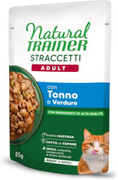 Produktbild von Natural Trainer Straccetti Adult Katzenfutter Thunfisch Streifen in Soße 44 x 85 g ohne Farb- und Aromastoffe - 44 x 85 g
