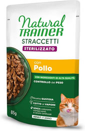 Produktbild von Natural Trainer Straccetti Adult Sterilised Katzenfutter Huhn in Soße 24 x 85 g