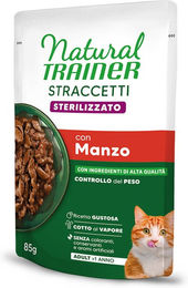 Produktbild von Natural Trainer Straccetti Adult Sterilised Rind Stückchen in Soße 24 x 85 g
