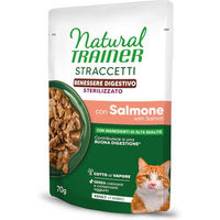 Produktbild von Natural Trainer Straccetti Digestive Wellbeing Sterilised Katzenstreifen mit Lachs in Soße 28 x 70 g