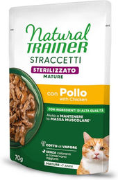 Natural Trainer Straccetti Mature Sterilised Huhn Streifen in Soße für Senior Katzen 28 x 70 g glutenfrei – Bild 1 von 1