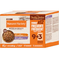Produktbild von Nature's Variety Bites Katzen Nassfutter Adult Stückchen in Soße Geflügel- und Fisch-Auswahl 48 x 85 g - 48 x 85 g