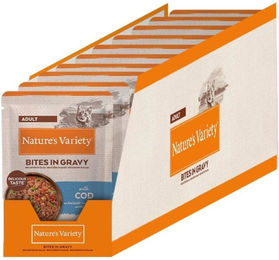 Nature's Variety Bites Katzenfutter Adult Stückchen in Soße mit Kabeljau 22 x 85 g – Bild 1 von 1