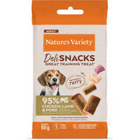 Produktbild von Nature's Variety Deli Snacks Belohnungssnack für Hunde Adult Huhn getreidefrei ohne Farb- und Aromastoffe 12 x 50 g - 12 x 50 g