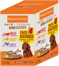 Produktbild von Nature's Variety Hundepaté Adult Getreidefrei Mix Rind Huhn Truthahn 8 x 300 g - 8 x 300 g