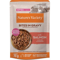 Produktbild von Nature's Variety Kitten Bites Lachs Stückchen in Soße für Katzen 28 x 70 g