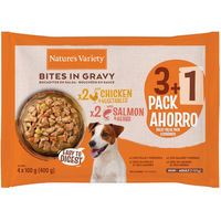 Produktbild von Nature's Variety Mini Katzen Nassfutter Adult Stückchen in Soße Huhn und Lachs 4 x 100 g Sensitive
