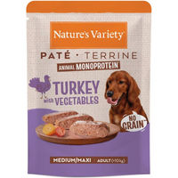 Produktbild von Nature's Variety Paté Truthahn Getreidefrei für erwachsene Hunde Mittel/Maxi 8 x 300 g - 8 x 300 g