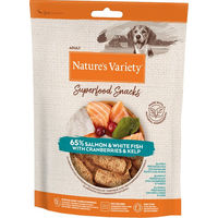 Produktbild von Nature's Variety Superfood Snacks Lachs Belohnungssnack für Adult ohne Farb- und Aromastoffe sowie Konservierungsstoffe 85 g