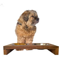 Produktbild von NATUREHOME Design Hundebar aus FSC-zertifiziertem Holz und Edelstahl für Futternapf und Wassernapf 50 cm Braun