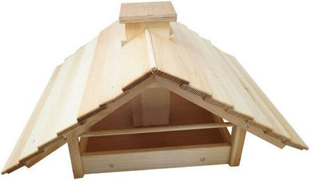 NATUREHOME Vogelhaus aus massivem Fichten- und Kiefernholz mit Satteldach und Futterschacht – Bild 1 von 2