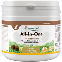 Produktbild von NaturVet All-In-One Funktionssnack für Hunde zur Unterstützung von Haut, Fell, Magen und Darm 60 Stück