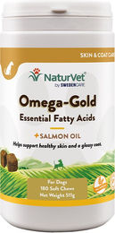 Produktbild von NaturVet Omega Gold Haut-Fell-Supplement für Welpen mit Lachs getreidefrei 180 Kautabletten - 180 Stk.