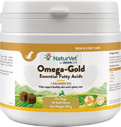 Produktbild von NaturVet Omega Gold Haut-Fell-Supplement für Welpen mit Lachs getreidefrei 90 Kautabletten - 90 Stk.